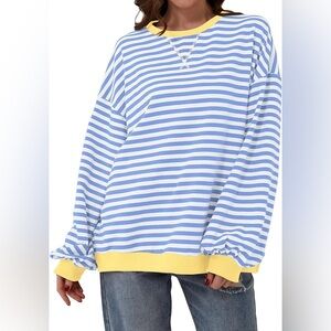 Free People We The Free Classic Striped Oversized Crewneck- DUPE SIZE SMALL
